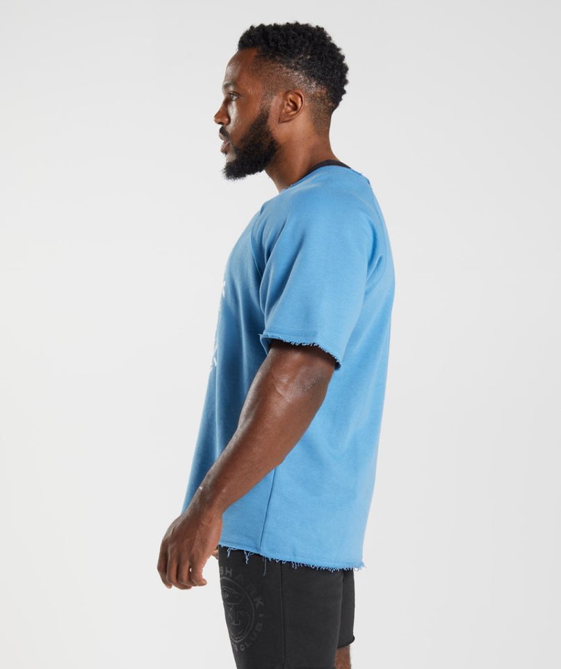 Men's Gymshark Legacy Rag Top T-Shirts Blue | NZ 6YVPBK